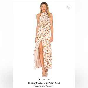 Golden ray maxi in palm print- lovers and friends
